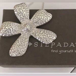 Silpada 925 Sterling Silver Large Hammered Daisy Flower Pendant Rare Floral Boho